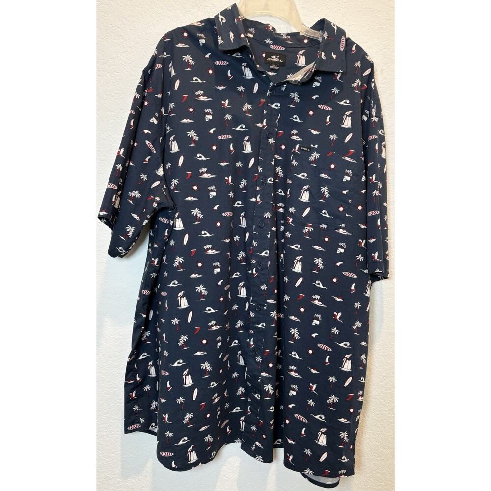 O’Neill Men’s Navy Nautical Short Sleeve Button Down Shirt Size 2XLT